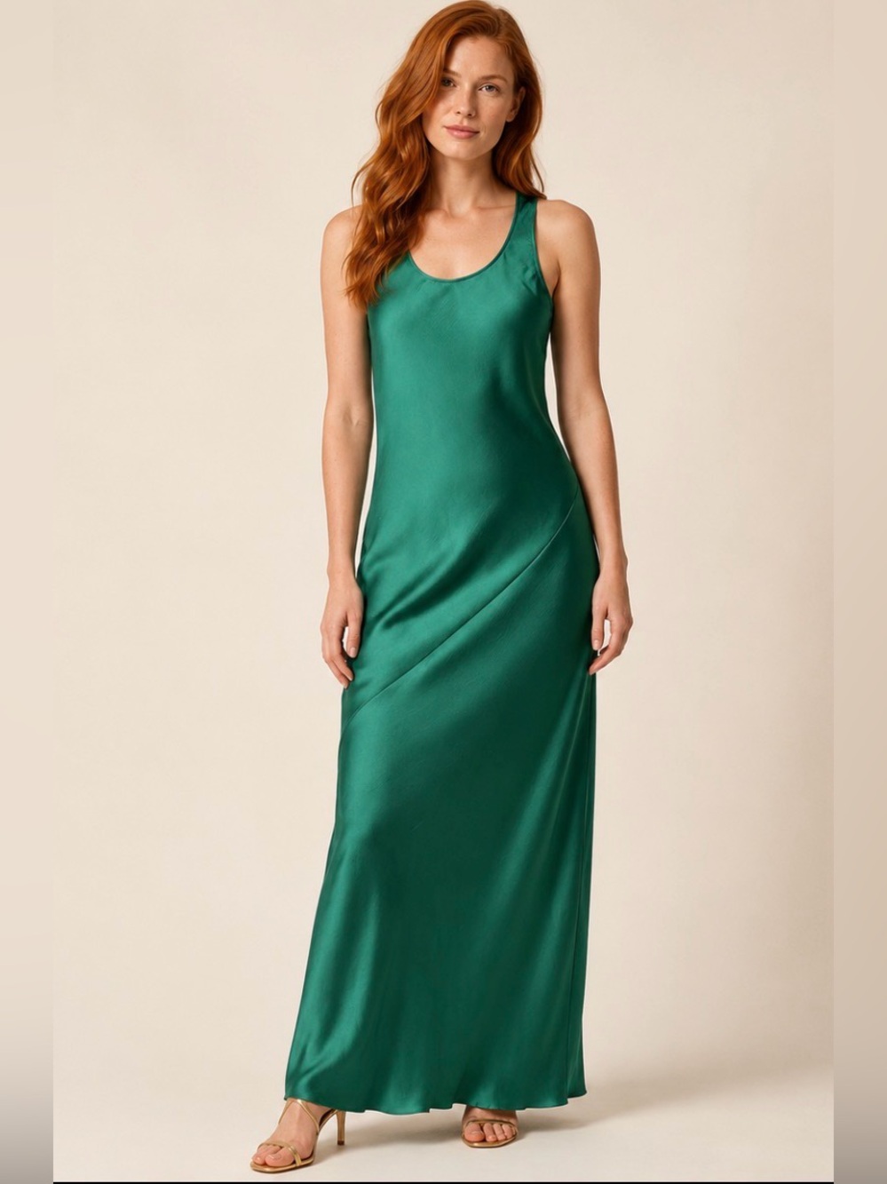 Rag & Bone Daisy Dress Emerald Green Satin Maxi Tank Dress Sz 2 NWT $558